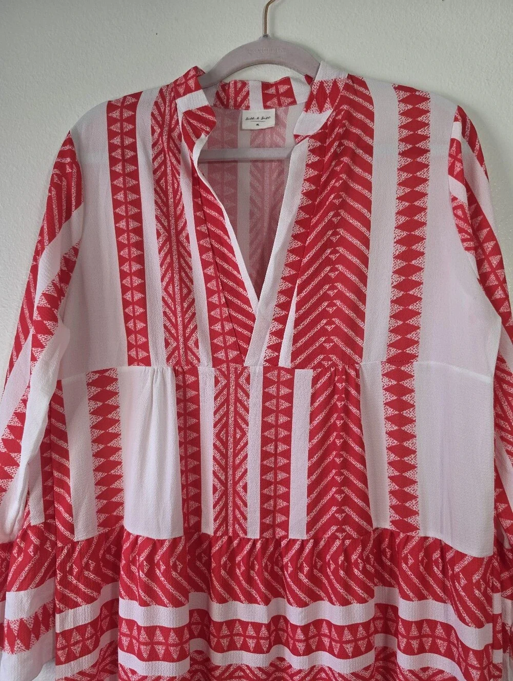 Silk & Salt Aztec Print Tier Maxi Dress Petite Large - Picture 10 of 11